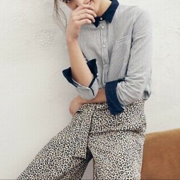 J. Crew Wide Leg Cropped Trouser in Leopard Size 10 - Picture 2 of 13